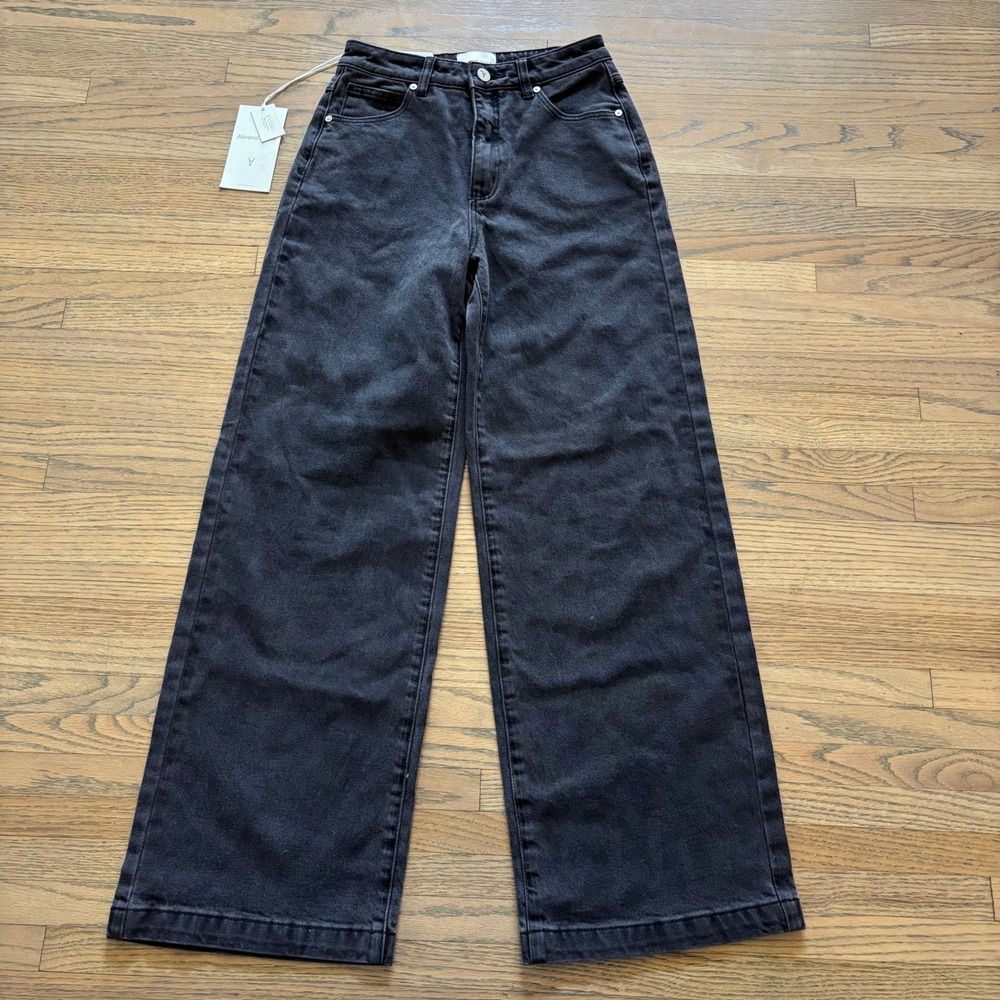 Abrand Jeans 94 High & Wide Petite Sophie Washed Black Denim Size 25 A52JA2